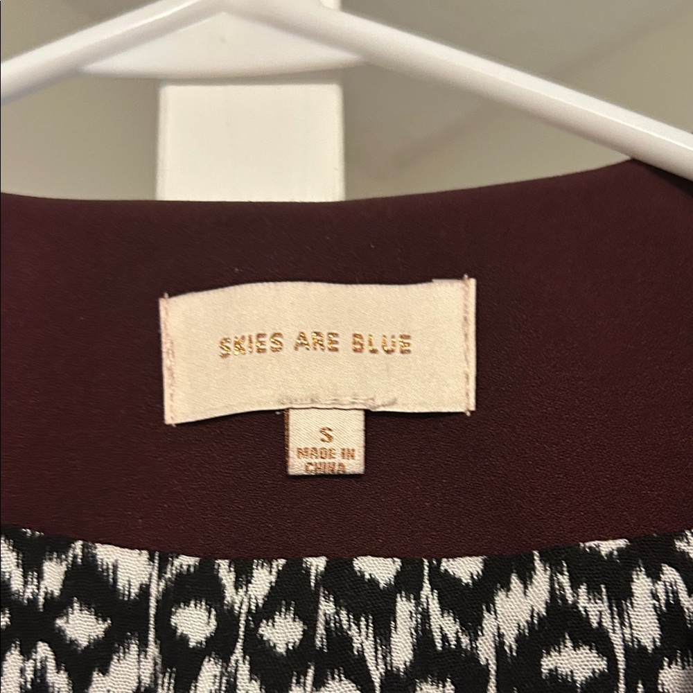 Skies are Blue Burgundy Blazer with Patterned Lining - Picture 2 of 6